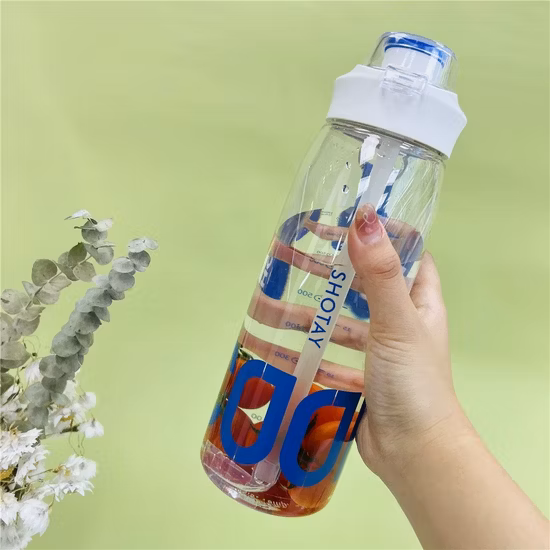Creative Convenient Children′s Plastic Large Capacity Water Bottle with Straps and Straw